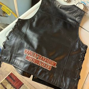 Harley Davidson Small/medium adjustable Leather Vest